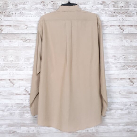 Brooks Brothers 346 Mens Button Down Shirt 16 1/2 Long Sleeve Beige Check 393 - Picture 2 of 4